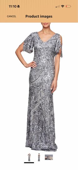Silver Sequin Formal Evening Gown – Size 8
