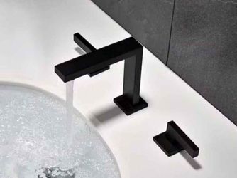 Matte black bathroom faucet 8 in. Widespread solid brass ceramic disc corrosion Resistant