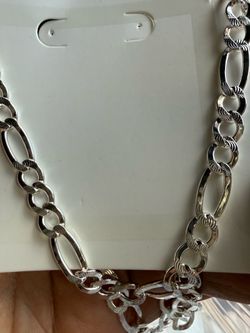 Mens Sterling Silver 24 Inch Figaro Chain Necklace