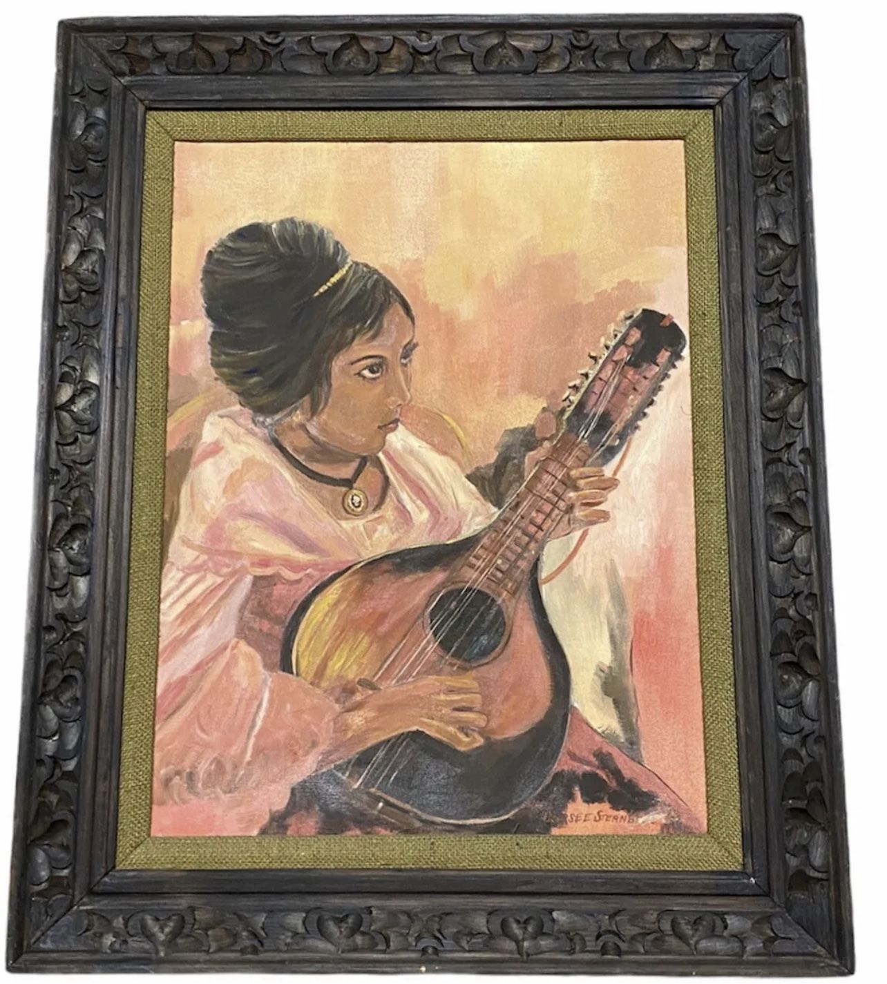 Spanish Senorita Mandolin Music Dorsee Sternberg Seattle Artist Original Acrylic