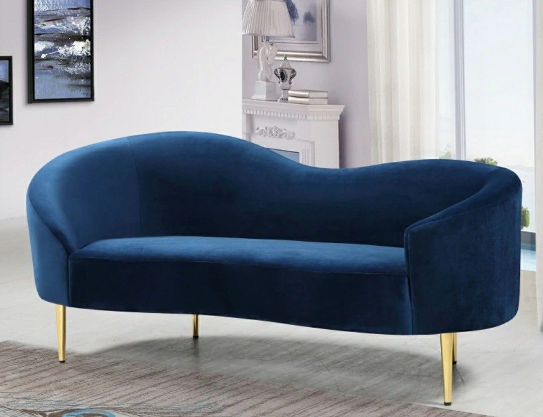 Ritz Velvet Navy Loveseat