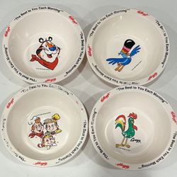 Collectible 1995 Kellogg’s Set Of Four Used Plastic Melamine Cereal, Bowls