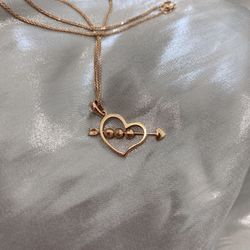 18k solid rose gold 750Au necklace with heart pendant