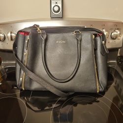 Avon Consultant Premier Beauty Business Tote Bag Purse Black & Pink With Insert