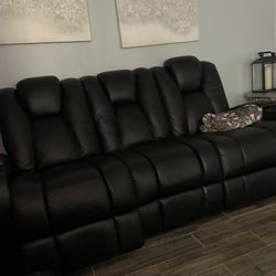 Black Leather Couch and recliner 
