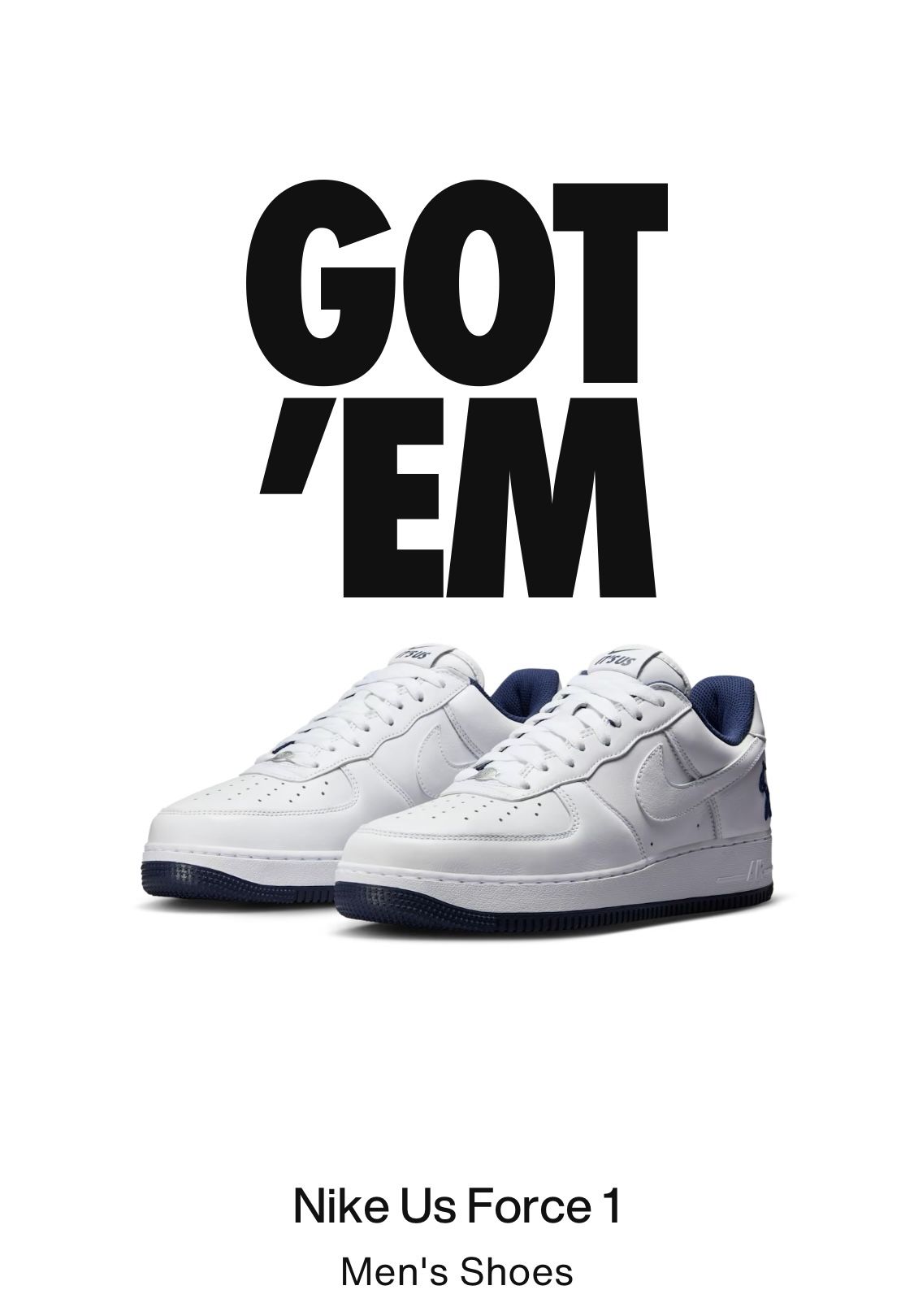 Air Force “It’s Us” Men’s Size 7.5 Or Women’s 9