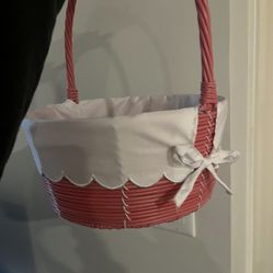 pink cottage core basket