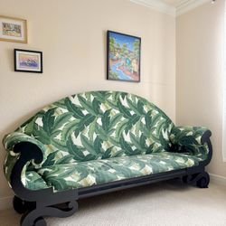 Elegant Palm Leaf Print Sofa – Unique Statement Piece