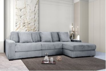 Grey Jumbo Corduroy Sectional