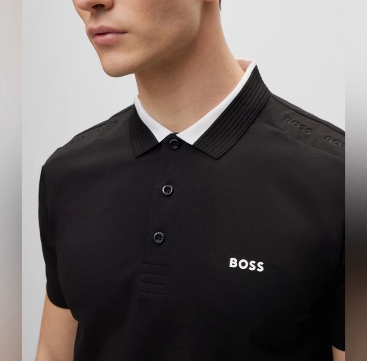 HUGO BOSS SLIM-FIT POLO SHIRT WITH LOGO INSERTS