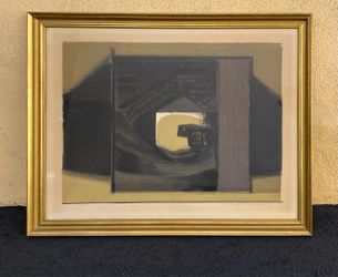 1960 FRAMED & MATTED Abstract Lithograph DANISH ARTIST Arne L. Hansen Signed & Numbered 28 of 50 Limited Edition & Dated