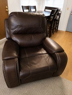 Brown Leather Swivel Rocker Recliner