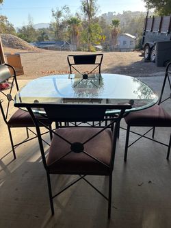 Glass Dining Table with 4 Chairs