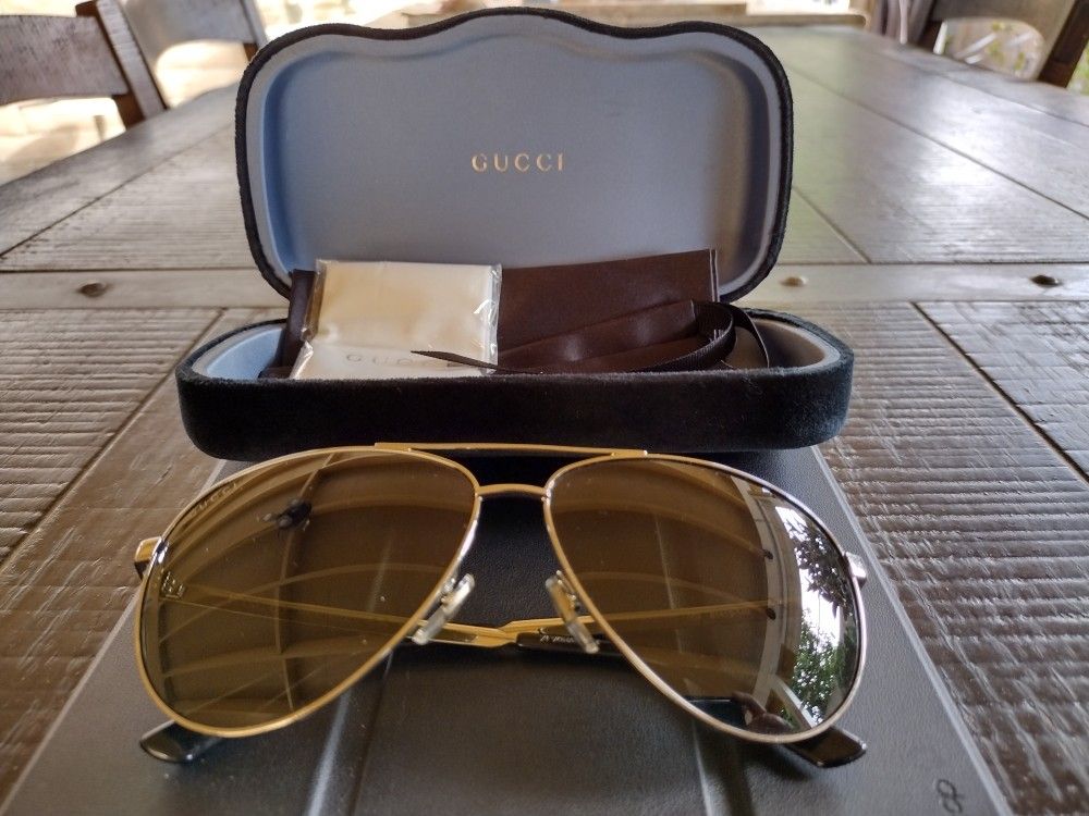Gucci GG0137S 003 Gunmetal/Green Oval Men's Sunglasses
