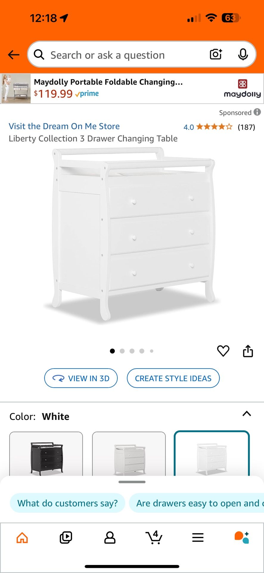 Baby diaper changing table and dresser already built 