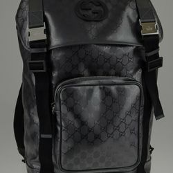 Gucci Silver GG Coated Canvas Interlocking G Supreme Backpack!