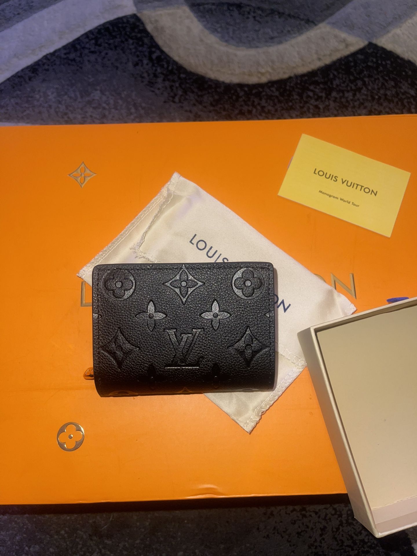 Louis Vuitton Wallet For Female Black Leather W Gift Box