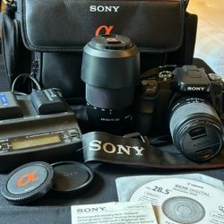 Sony Black Alpha DSLR-A100 Digital Camera w/ 2 Lenses - Like New
