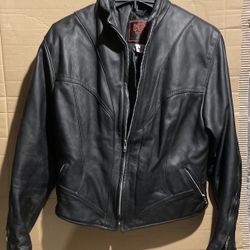 Vintage Fashions by Rose Black Leather Bomber Bike Jacket Size 14 Made in USA
