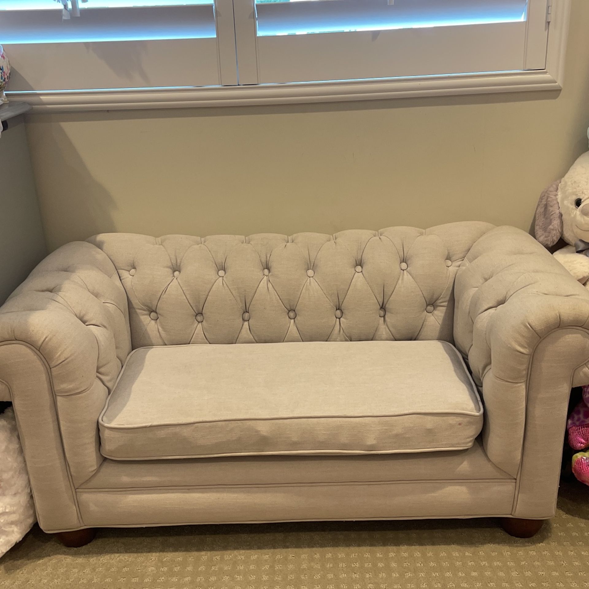 Crate And Barrel Kids Tufted Grey Couch