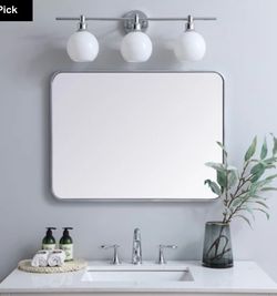 Evermore 32” x 24” Silver Metal Mirror
