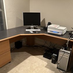 Corner Desk With Filing Cabinet Drawer And Chair
