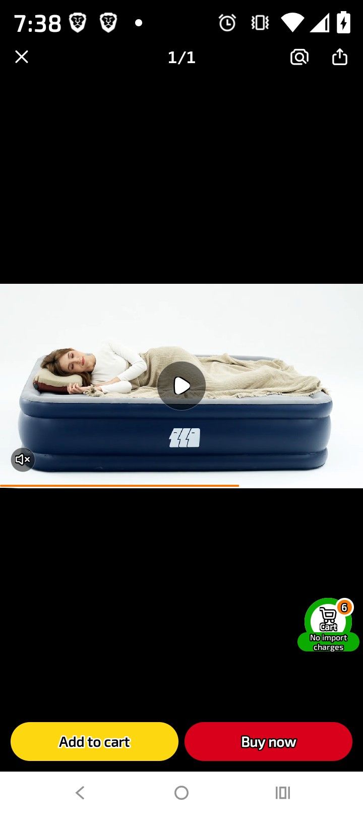 QUEEN AIR BED 42 HOLE BLUE DOUBLE PILE PVC BY TRANSRIDER