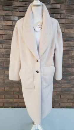 BRAND NEW TAHARI ELEGANT WOMEN'S FAUX IVORY FUR COAT  SIZE M