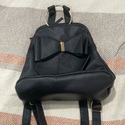 Black Mini Backpack With Bow