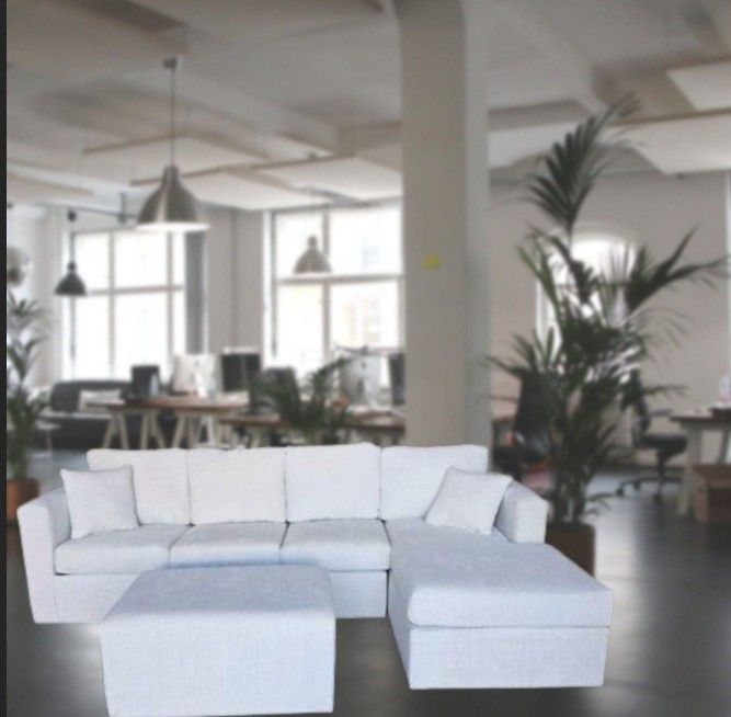 Sofa With Chaise Lounge 2 Pillows and Ottoman OBO