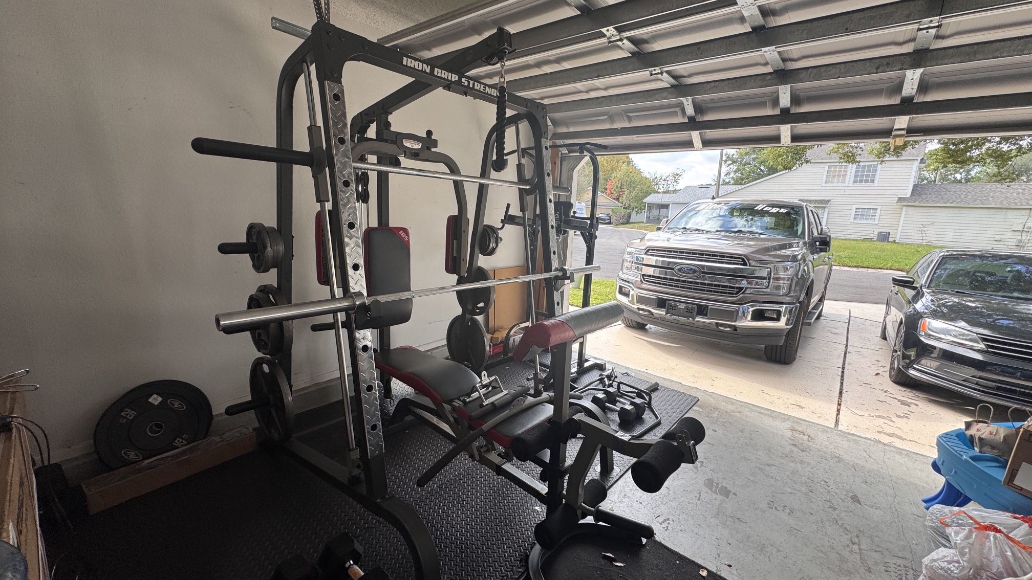 Smith Machine with Over 500lbs Of Weights, Multiple Bars, And more!