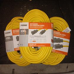 3 100ft 12 Gauge Extra Heavy Duty Outdoor  Extension Cords