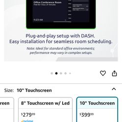 PoE Texas 10" Touchscreen Meeting Room Scheduler Tablet with Highly Visible LED Ring - Plug & Play 