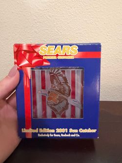 2001 Eagle Glass Suncatcher Land of the Free Patriotic- By Sears Vintage