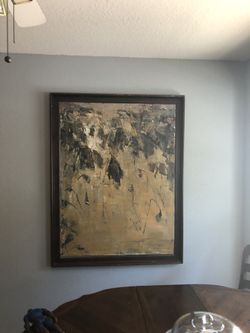 Large painting in wood frame