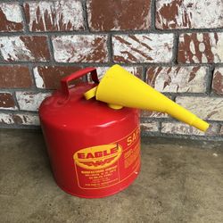 EAGLE Type I Safety Can: For Use With Flammables, 5 gal Capacity, Includes Funnel, Red
