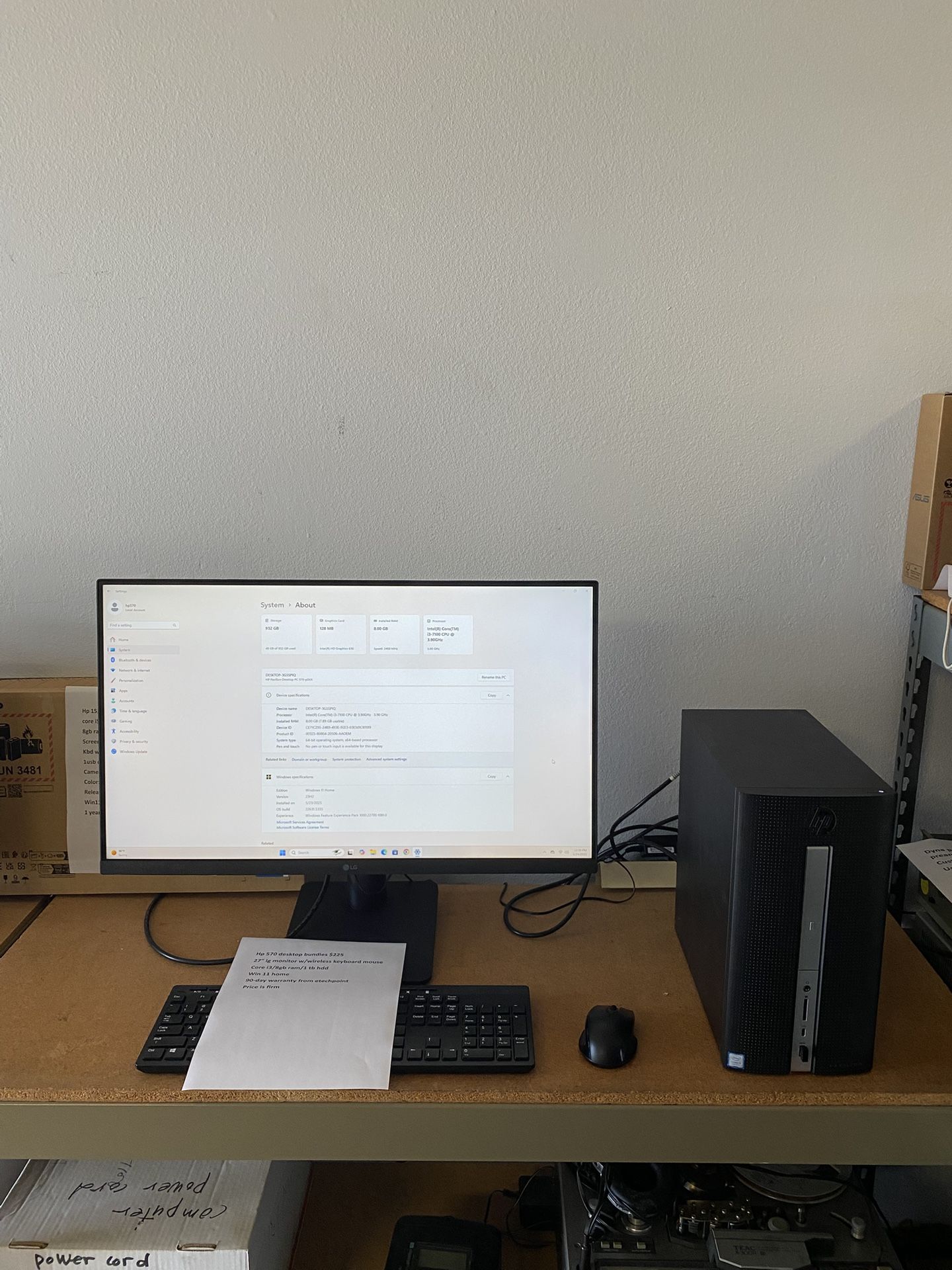 Hp 570-p013wb Desktop Bundles Core I3 3.9 ghz 8gb 1tb 27” Monitor Wireless Keyboard Mouse Win 11 Warranty