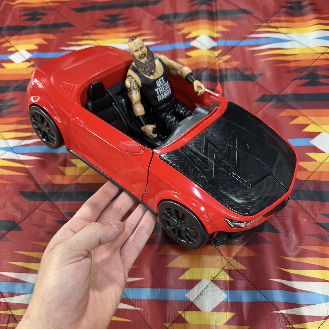 WWE WREKKIN' SLAM MOBILE BRAUN STROWMAN Mattel 2018 Red Wrestling Smash Car READ