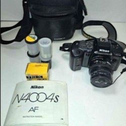 Nikon N4004S-35mm Camera, Film, Bag & Instruction Manual 