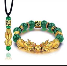 1set Feng Shui Bracelets- Pi Xiu Good Luck Bracelets, Christmas Birthday Gifts for Women Men, 12mm Money Wealth Success Bracelet