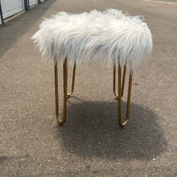 Fluffy White Stool