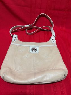 Coach Penelope Pebbled Leather Nude White Crossbody Purse