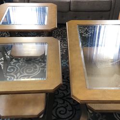 Glass Coffee Table And Two End Tables