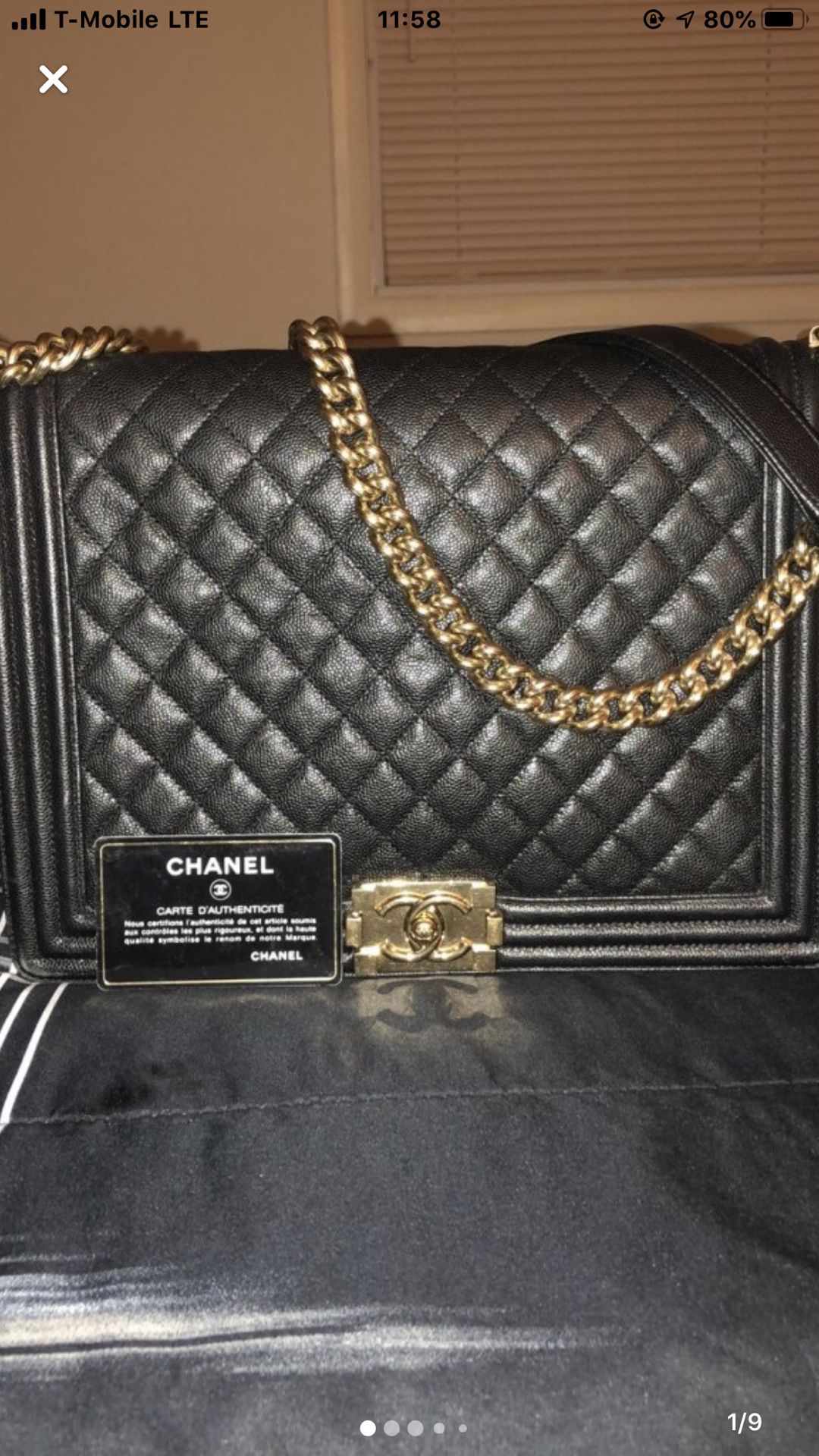 Authentic Black Chanel Bag W/ Gold Chain