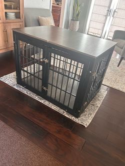 Wooden/Metal Dog Crate Furniture End Table