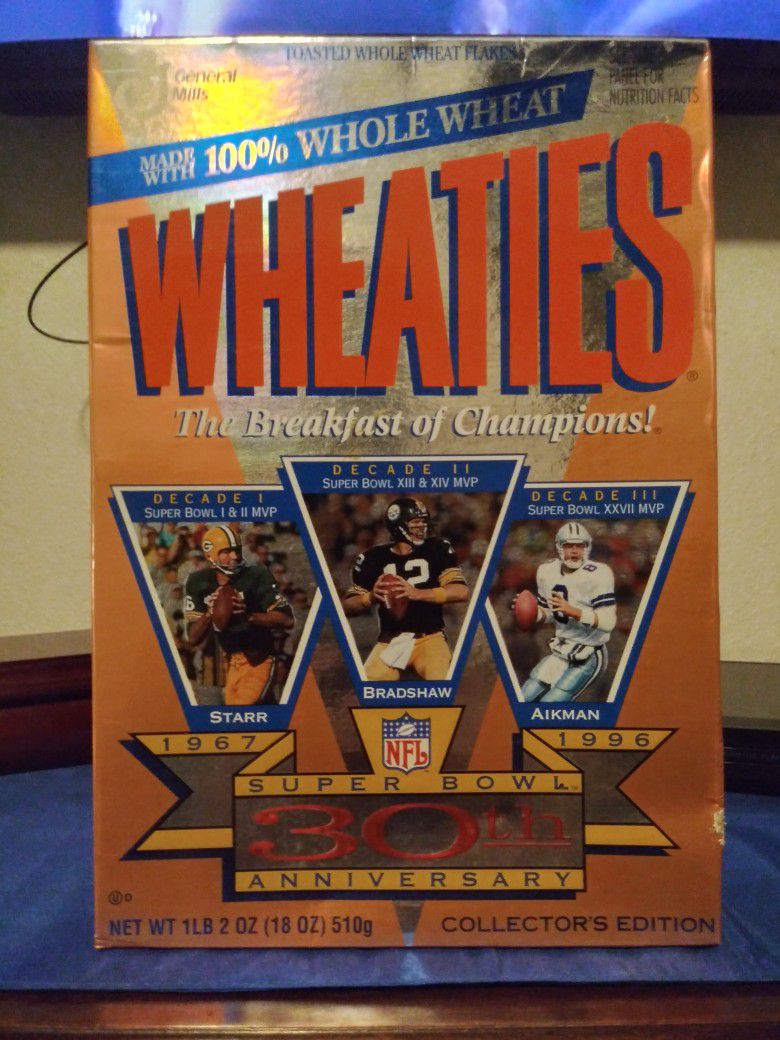 1996 30th Super Bowl Anniversary Wheaties Box 