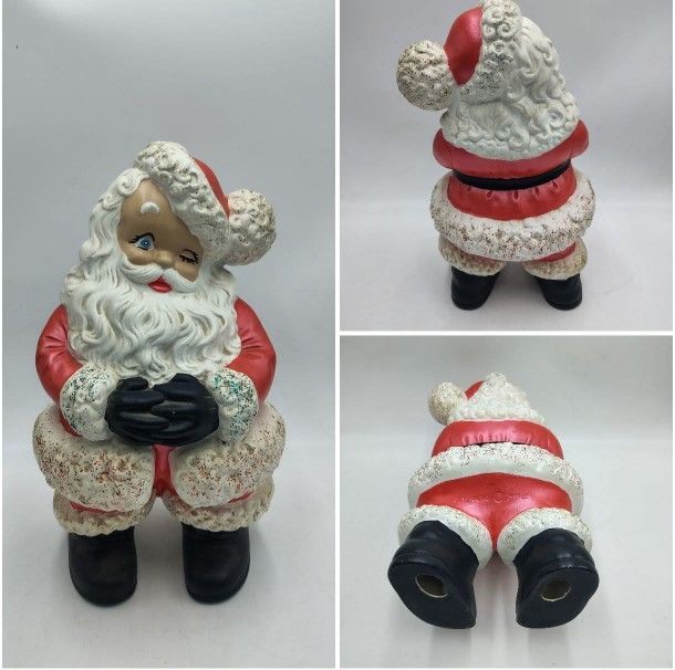 Vintage Ceramic Winking Santa Claus Atlantic Mold 14" . Hand Painted Christmas
($40)