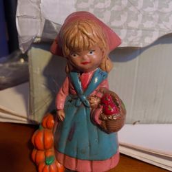 Whimsical Blue and Pink Ceramic Figurine Art