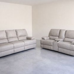 Bassett Leather Reclining Sofa Set