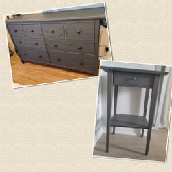 Dark Gray Dresser and 1 Night Stand